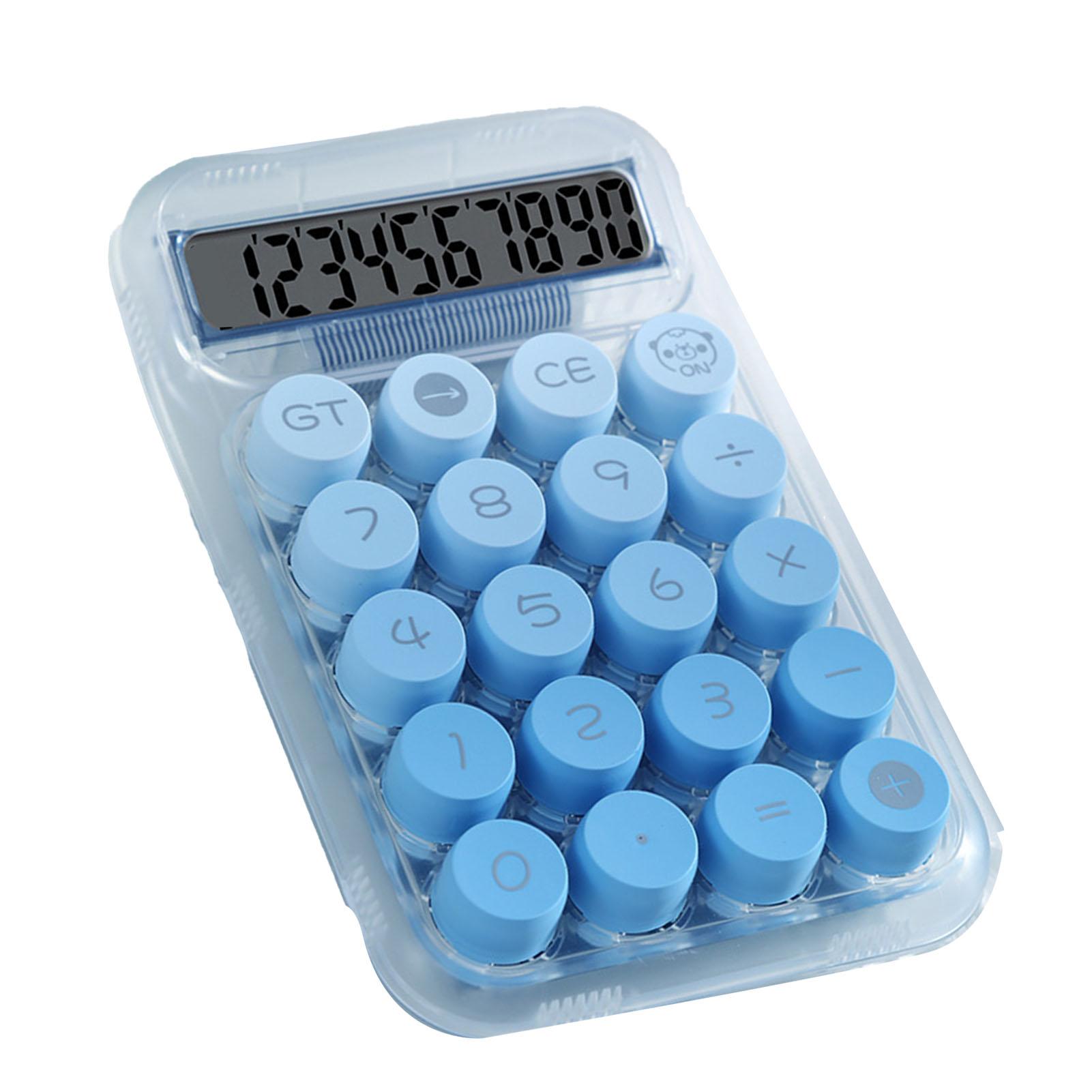 

Милый настольный калькулятор Механический Четкий цифровой дисплей Простые базовые настольные калькуляторы для бизнеса синий