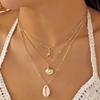 Boho Multilayered Necklace for Women Gold Color Starfish Scallop Shell Pendant Choker Chain Summer Beach Jewelry Accessories Gif