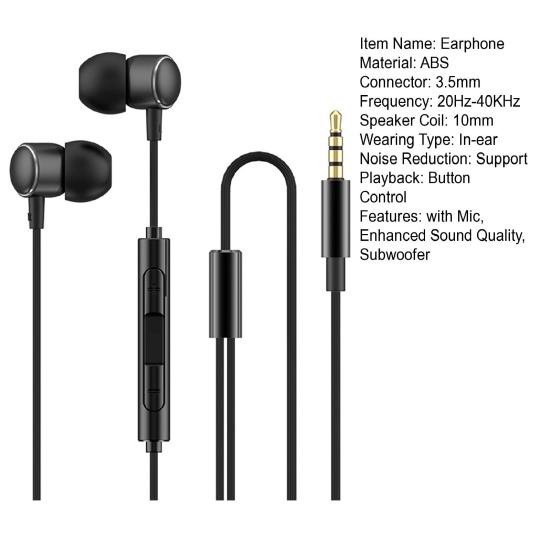 Earbuds with Noise-canceling Sound In-ear 3.5MM Mic High-quality Earphones for Computers Laptops Phones