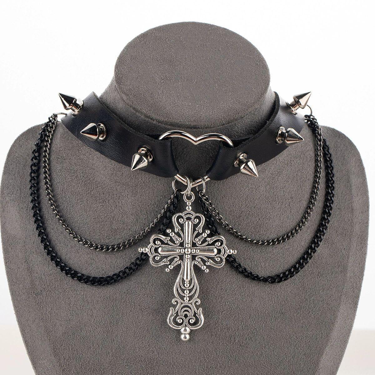 Темная Готическая Цепь-Ожерелье с Пауком и Заклепками, Хип-Хоп Персональность Дизайн Преувеличенный Панк Ожерелье