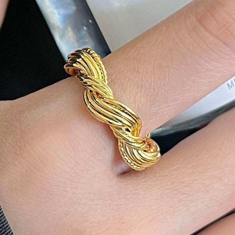 

PANJBJ 925 Sterling Silver Texture Line Ring for Women Entangle Punk Minimalism Open Jewelry Birthday Gift Dropshipping