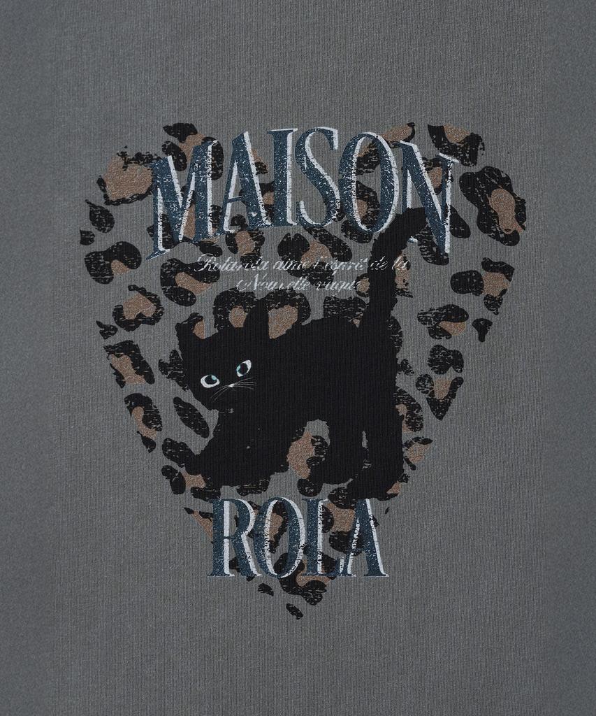 ROLAROLA Leopard Heart Cat Pigment T-Shirt Charcoal