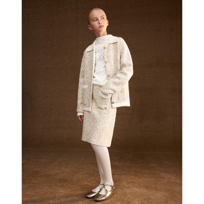 ELLE KIDS Girls' Shimmering Lapel Cardigan