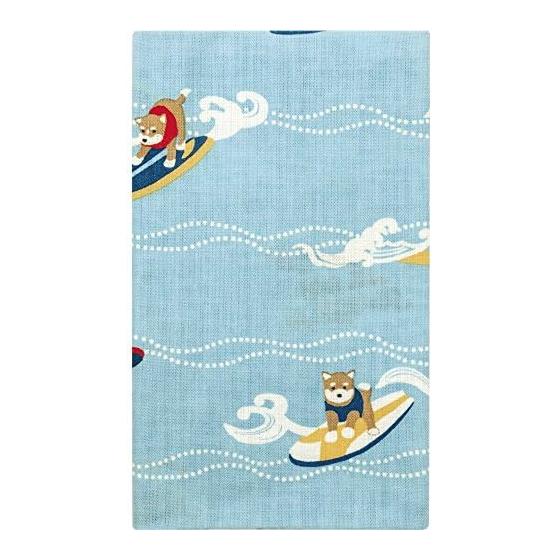 Hamamonyo Tenugui: Mameshiba Surfing Blue