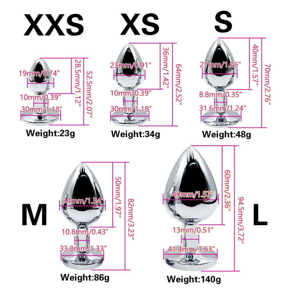Kovová anální zátka šperk základ pro začátečníky až pokročilé 5 velikostí anální zátka