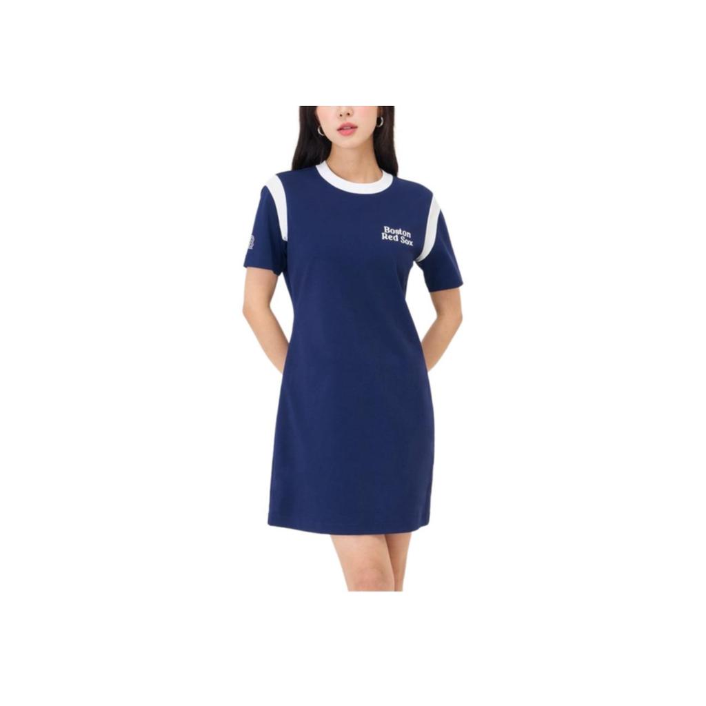 New MLB Short Sleeved Dress Women's Navy Blue 3FOPV0243-43NYS