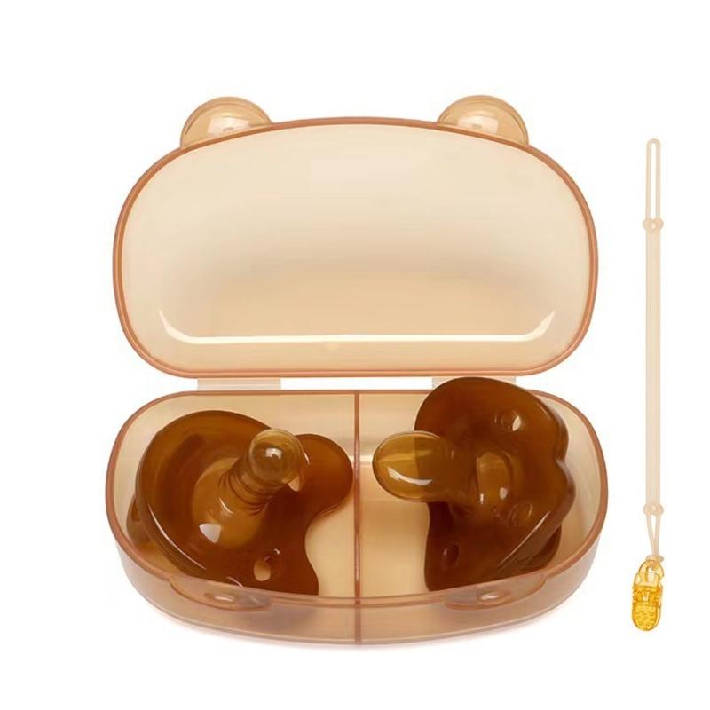 

Набор пустышек для новорожденных, силиконовая детская пустышка с контейнером для хранения и цепочкой, удобная пустышка для младенца от 0 до 6 месяцев 1