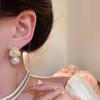 Retro French Camellia Pearl Earrings Women's Simple Temperament Small Fragrant Style Flower Stud Earrings