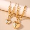 2pcs/set Gold Color Metal Love Heart Pendant Necklaces for Women Men Metal Punk Choker Necklace Jewelry Gifts