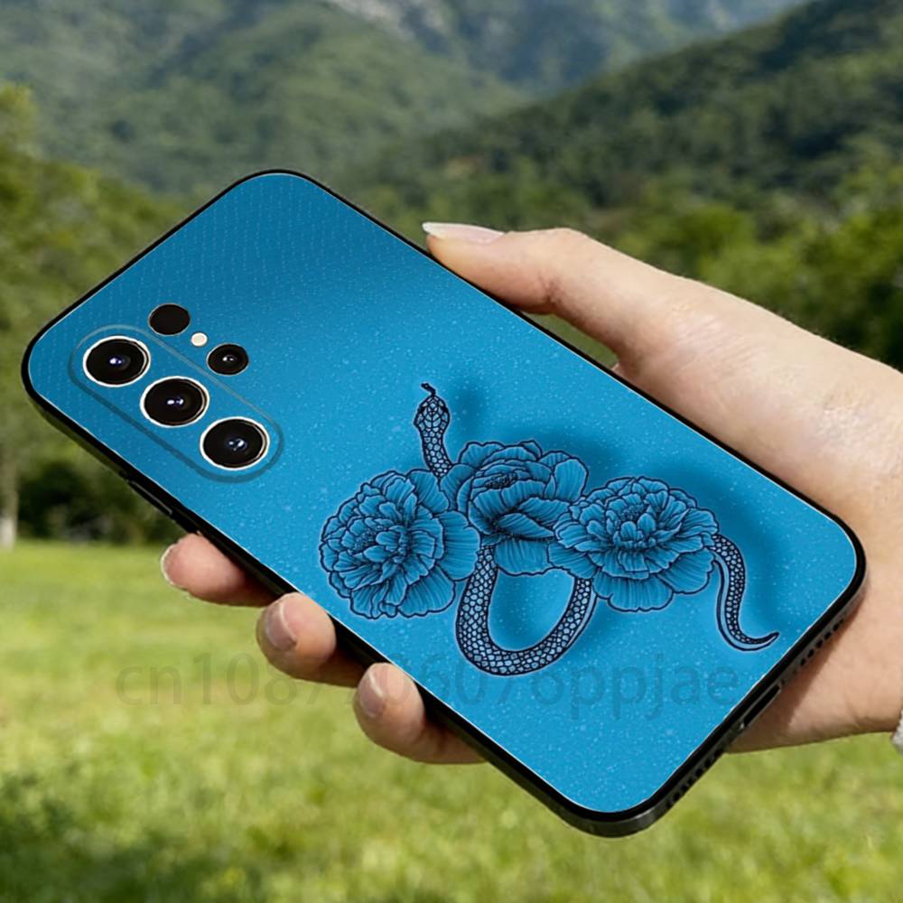 Snake Phone case For Samsung Galaxy A53,51,72,73,31,30,42 Soft Silicone Black Cover 7 Samsung A20 A20S