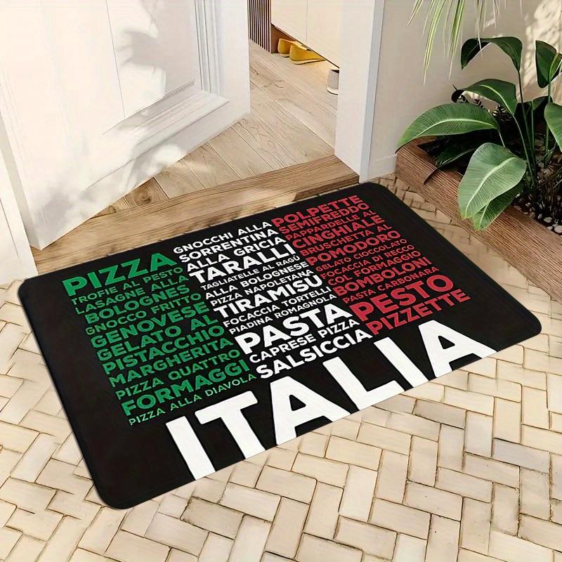 Italy Flag Rectangular Area Rug, Patriotic Italian Tricolor Floor Mat, Non-Slip Washable Carpet for Living Room & Kitchen