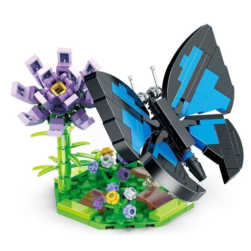 Animals Insect World Insect Flower Butterfly Mantis Snail Bee Plant Figures Building Blocks Bricks Model Kids Toy
