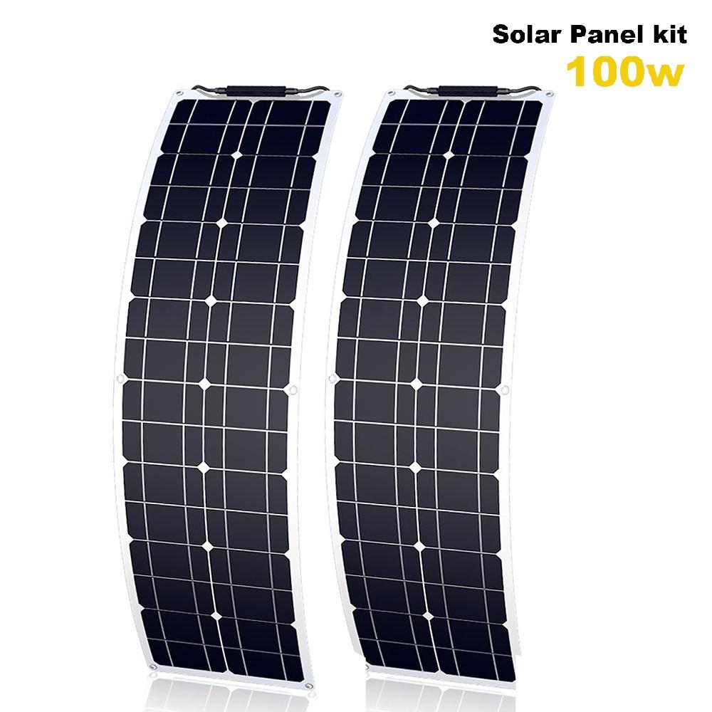 Pannello Solare 50W/100W Monocristallino Flessibile Kit Pannello Solare Sistema Caricabatterie