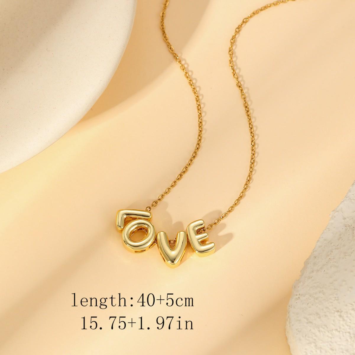

Ожерелье с подвеской в виде слова LOVE - Нержавеющая сталь с покрытием из 18-каратного золота, Подарок для пары на фестиваль Циси, Простая роскошь.