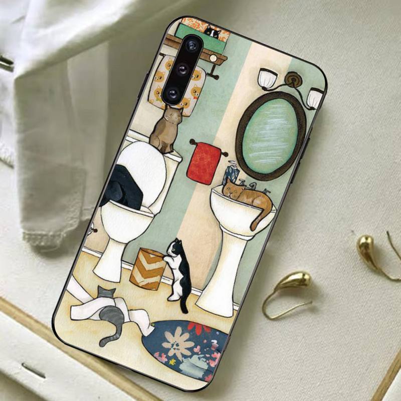 Japanese Cat Phone Case For Samsung A 13 21 30 31 32 51 52 53 70 for Huawei Honor 50 60 70 for OPPO Vivo