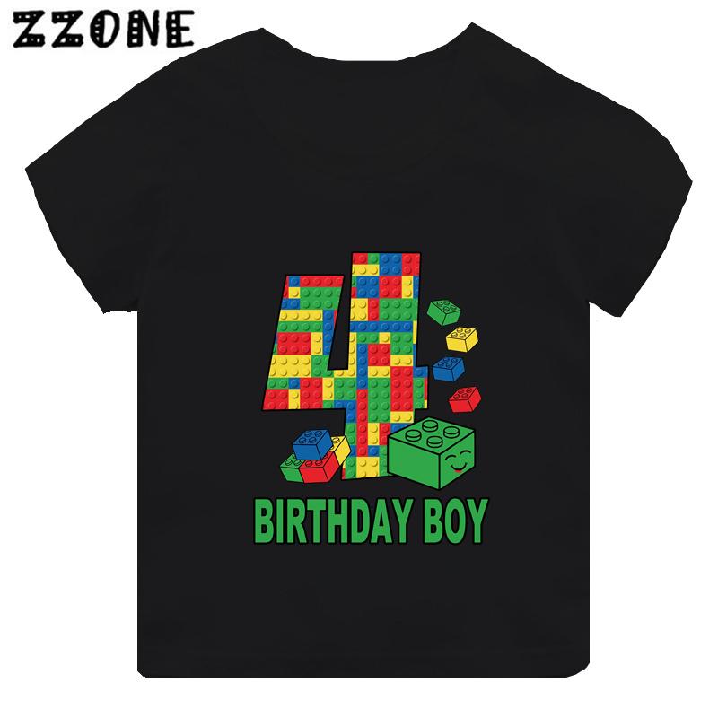 Master Builder Blocks Building Number Bow Print Boys Clothes 1 2 3 4 5 6 7 8 9 Years Birthday Kids T Shirt Baby Girls TShirts