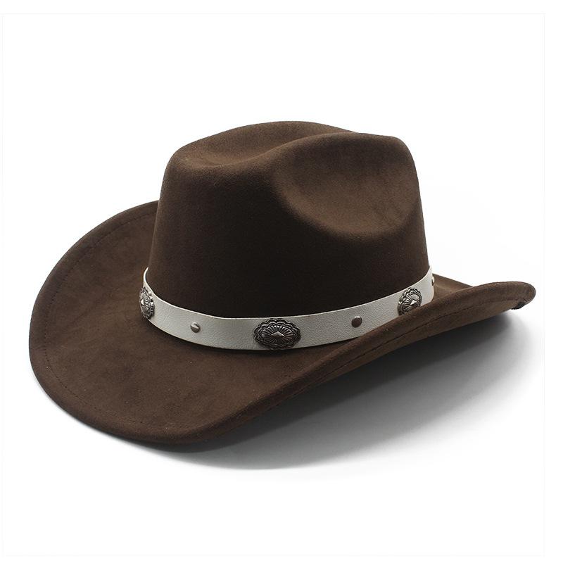 Men'S And Women'S Big Edge Suede Sunscreen Sun Hat Hemming Riding Hat Prairie Western Cowboy Hat Gift Hat