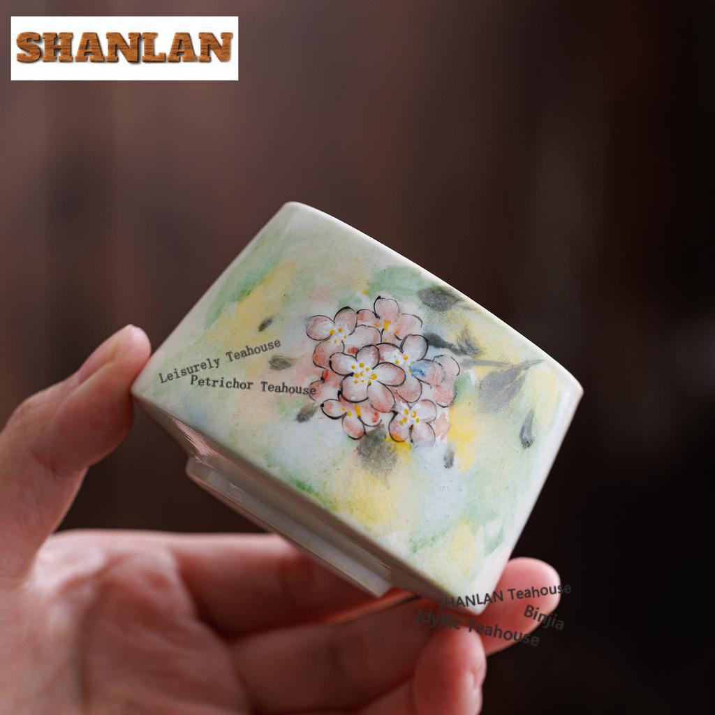 Hand-painted Hydrangea Teacup Antique Tea Bowl Cute Cup Tea-tasting Personal Cup Chazhan Master Cups Tea Services Accessories