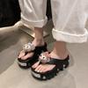 Versatile Heightening Thick Bottom Stepping On Shit Feeling Cool Slippers Women's 2025 Summer New Fashionable and Cute Flip-flops Women's Outer Wear