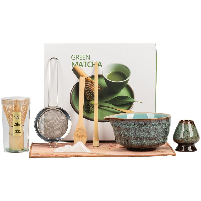 Set Bol Nou de Ceai Matcha din Ceramică cu Cioc de Turnare, Suport Reutilizabil pentru Tel de Ceai, Bol pentru Ceai Verde Japonez Handmade de Calitate Alimentară