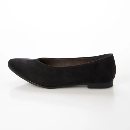 IK Plus Center Seam Flat Pumps, 4025-25, Women's, Black Suede, Size 21.5 cm, 3E