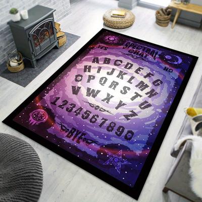 1pc Ouija Chat Board Pattern Non-Slip Area Rug - Crystal Fleece, Durable Polyester, Perfect for Living Room, Bedroom, Do
