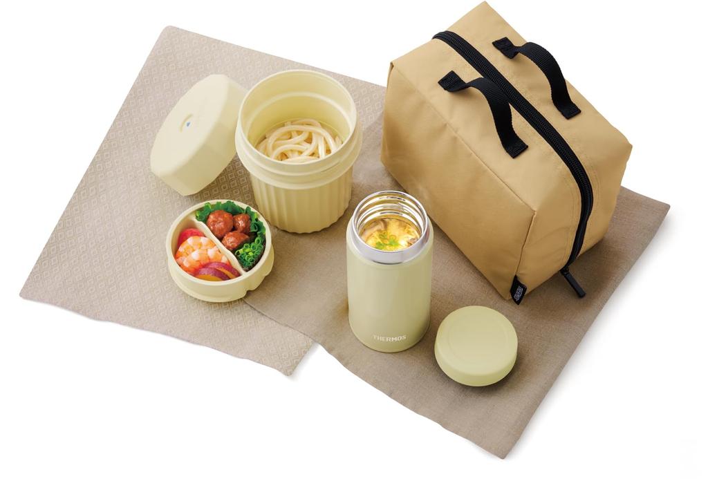 Thermos Bento Box Noodle Container Beige BE For Both Hot and Cold Insulation JEC-1000