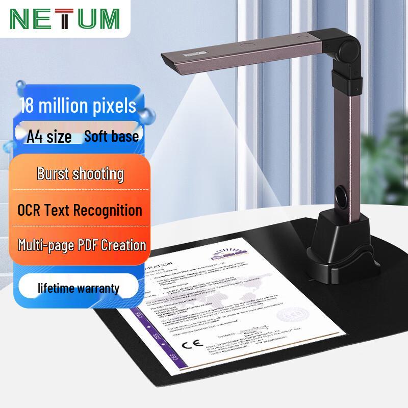 NETUM Document Camera & Scanner ad Alta Velocità Spina CN (adattatore incluso)