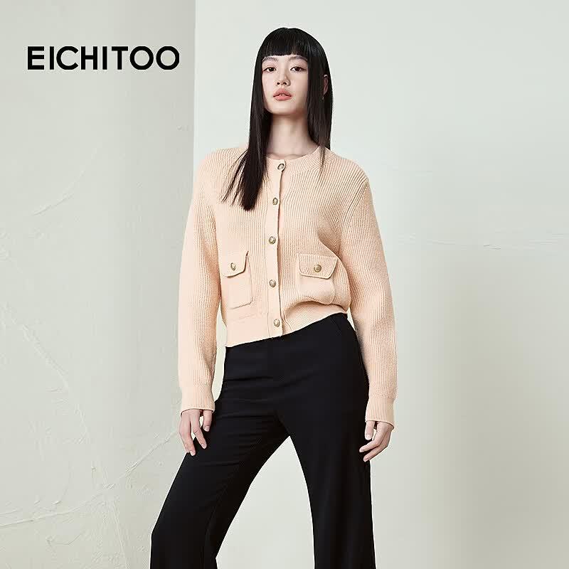 EICHITOO Women s Round Neck Knitted Cardigan M