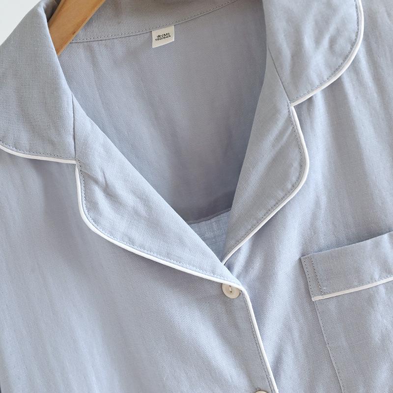 Women's Pure Cotton Gauze Pajamas - Long Sleeve, Double Layer, Thin, Casual Cardigan, Solid Color, Spring & Autumn Home Wear