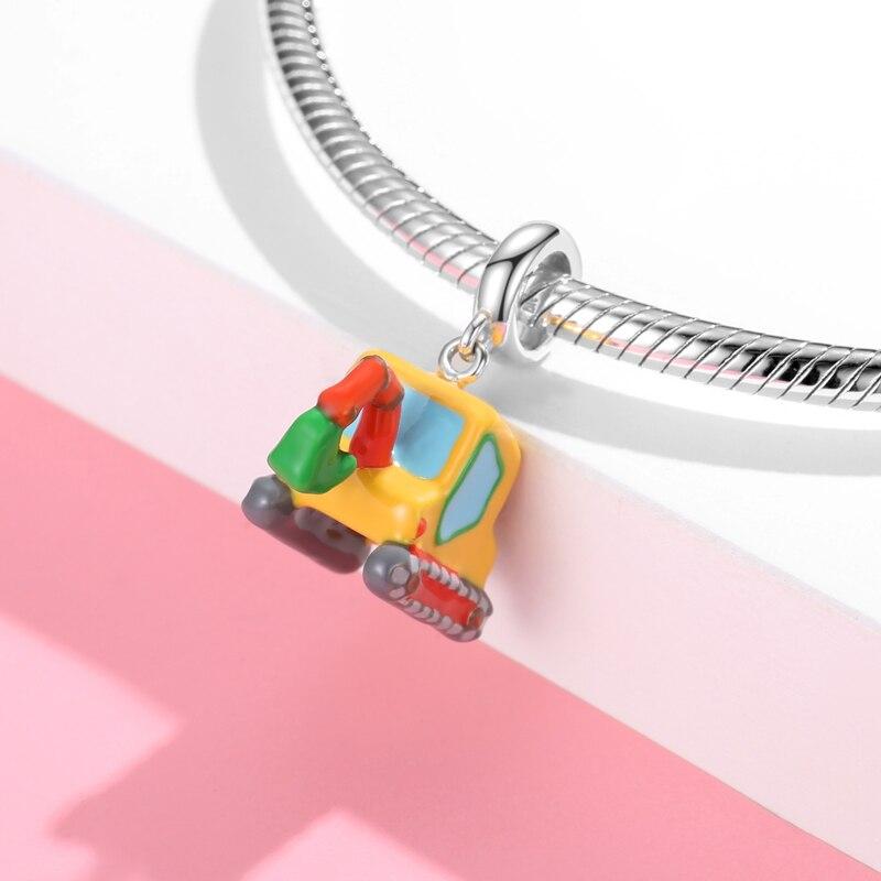 Car Club Series 925 Sterling Silver Beads Shop Car Fire Truck Truck Jeep Excavator Diy Bead Fit Bracelet Jewelry