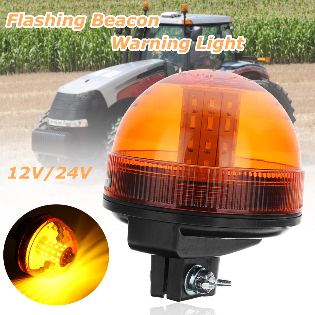 2x LED Flash ROTANTE AMBRA Beacon flessibile DIN Pole Mount Trattore SPIA
