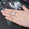 Bagues Carrées Attrayantes Couleur Argent Incrustées de Pierre Bleue Charms Mode Fête Fiançailles Mariage pour Femmes