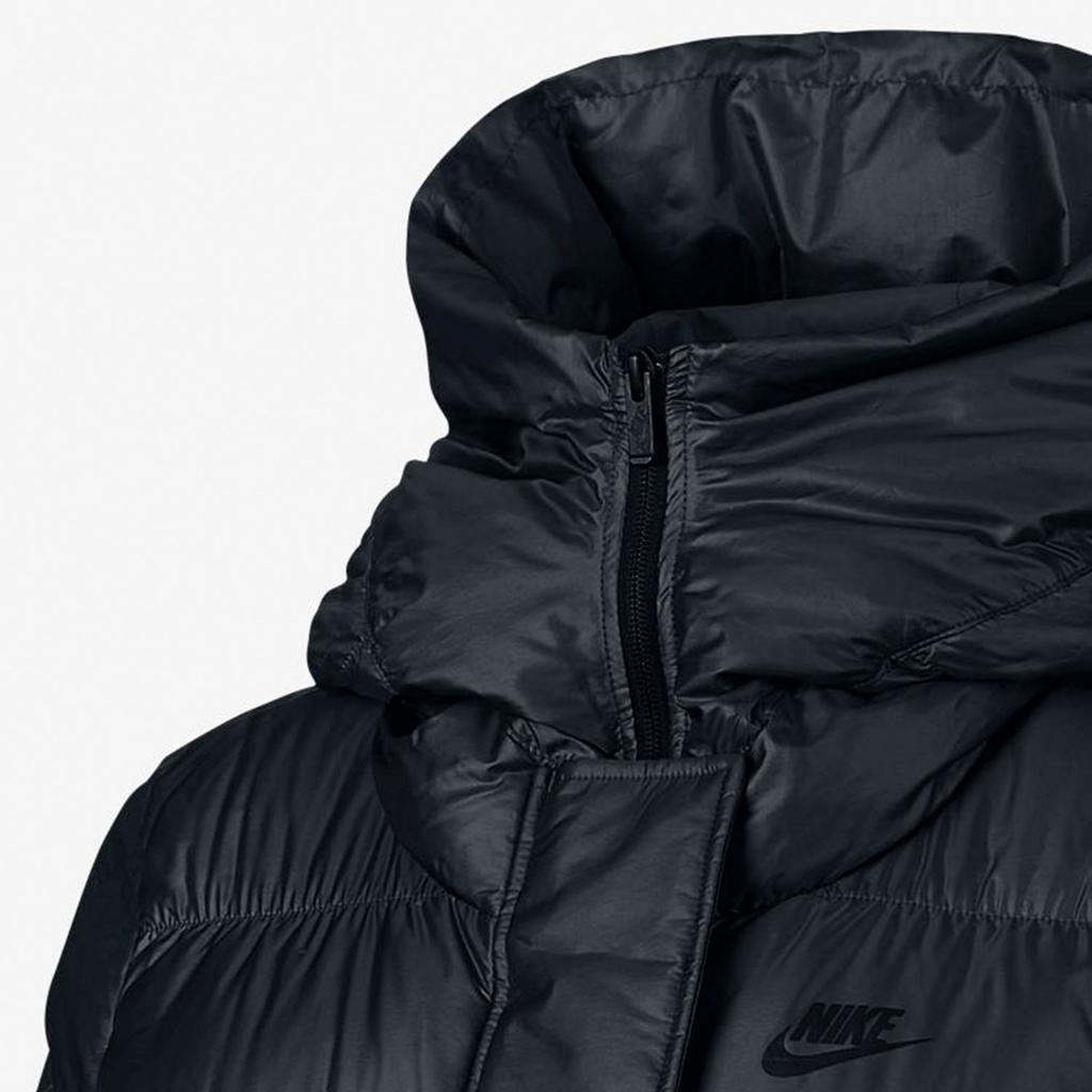 Nike Solid Color Logo Print Quilted Hooded Down Jacket Women Outerwear Black 815724-010