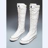 High Top Canvas Shoes for Women's Korean Edition Long Boot Lace-Up Zipper Comfortable Boot