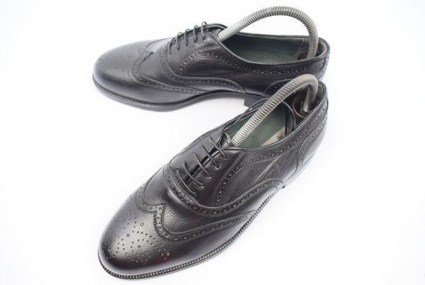 

Italy Mario Fagni Leather Wingtip 24.5 Black Grain Full Brogue