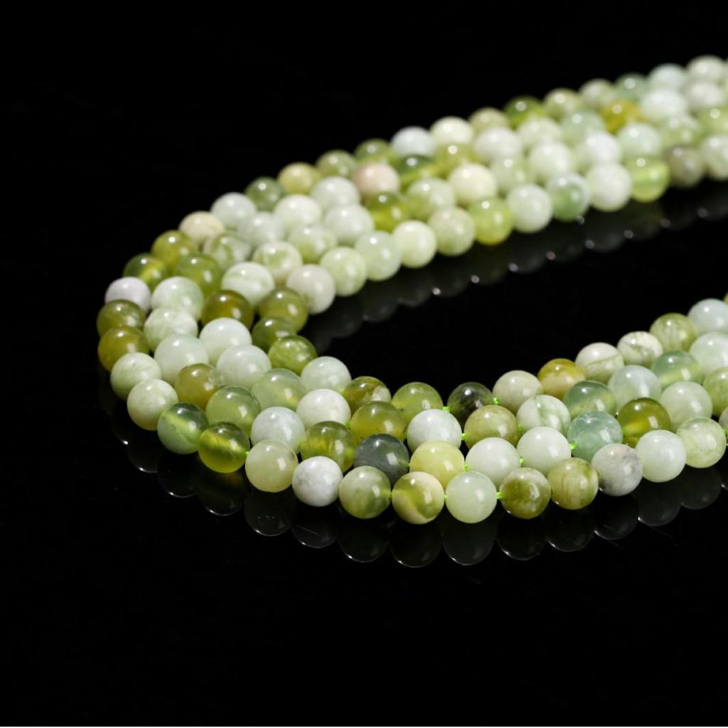 Jing Suo Naturalne Zielone Jadeitowe Okrągłe Koraliki do Tworzenia Biżuterii i Bransoletek DIY