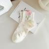 White Socks for Women, Summer Bow Flower Short Socks, Trendy Breathable Boat Socks, Cotton Sweat-absorbing Women's Socks