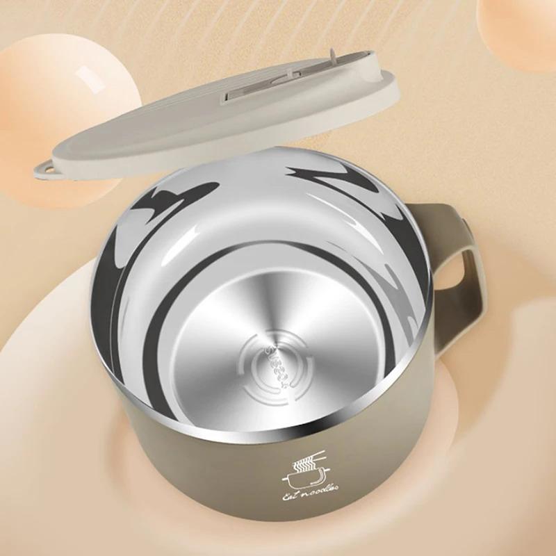 304 Stainless Steel Foam Bowl Large Capacity Double-Layer Anti-Scald Lunch Box With Tableware/Lid Can Drain Ramen Bowl