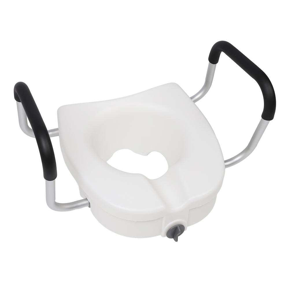 Toilet Seat Riser with Adjustable Removable Padded Arms and Fixed Lock High Load Bearing Raised