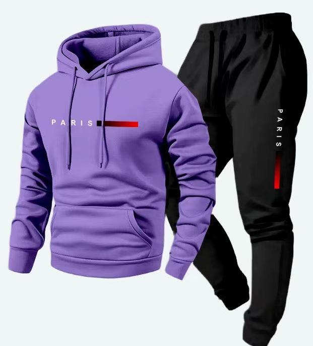 2025 Men's Pullover Hoodie and Jogger Set with Printed Logo