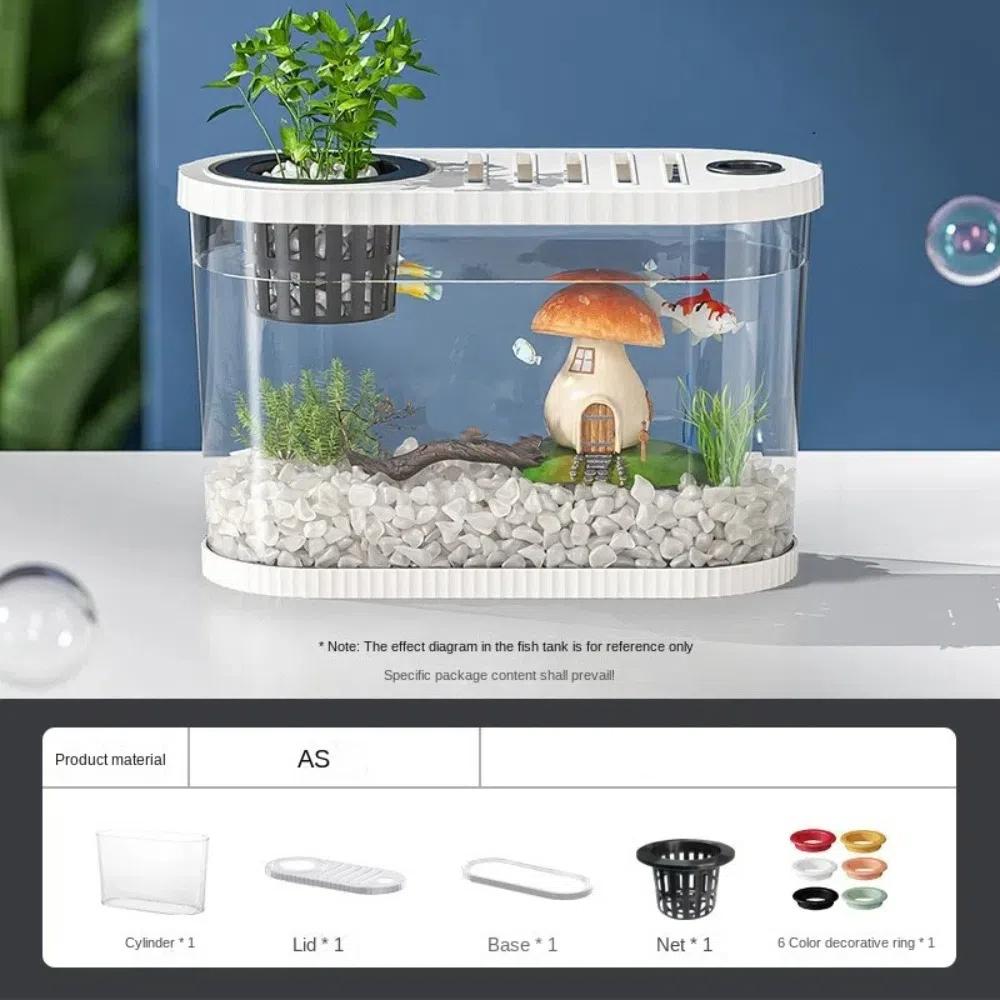 Transparent Plastic Fish Tank Space-Saving Clear Table Fish Bowl Tabletop Fish Bowl  Plant Growing