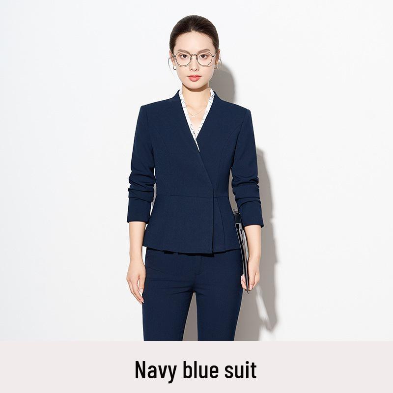 

Женский костюм-тройка с V-образным вырезом 2025: Бесколлекционный блейзер для ранней осени для создания простого и делового образа L