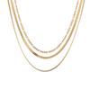 GEMCHIC Women's Gold Layered Chain Necklace Set Stainless Steel Snake & Figaro Link Choker Jewelry