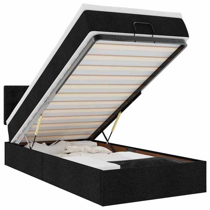 VidaXL Ottoman Bed Frame with Mattress Black 90x190 Cm Fabric 3311589