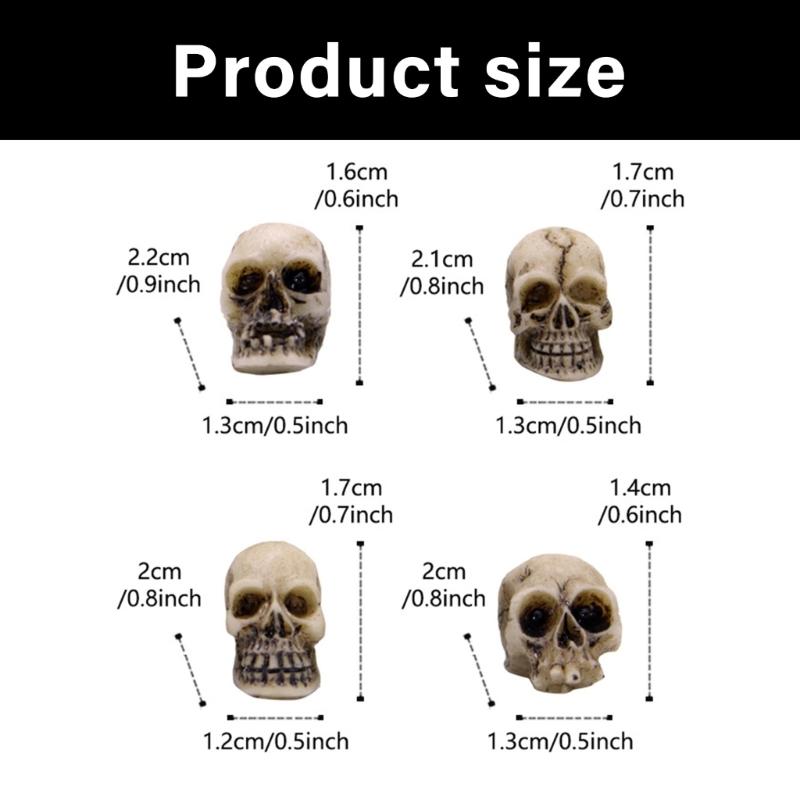 Synthetic Resin Skull Ornaments Halloweens Tabletop Decoration Set with Skeleton Figures