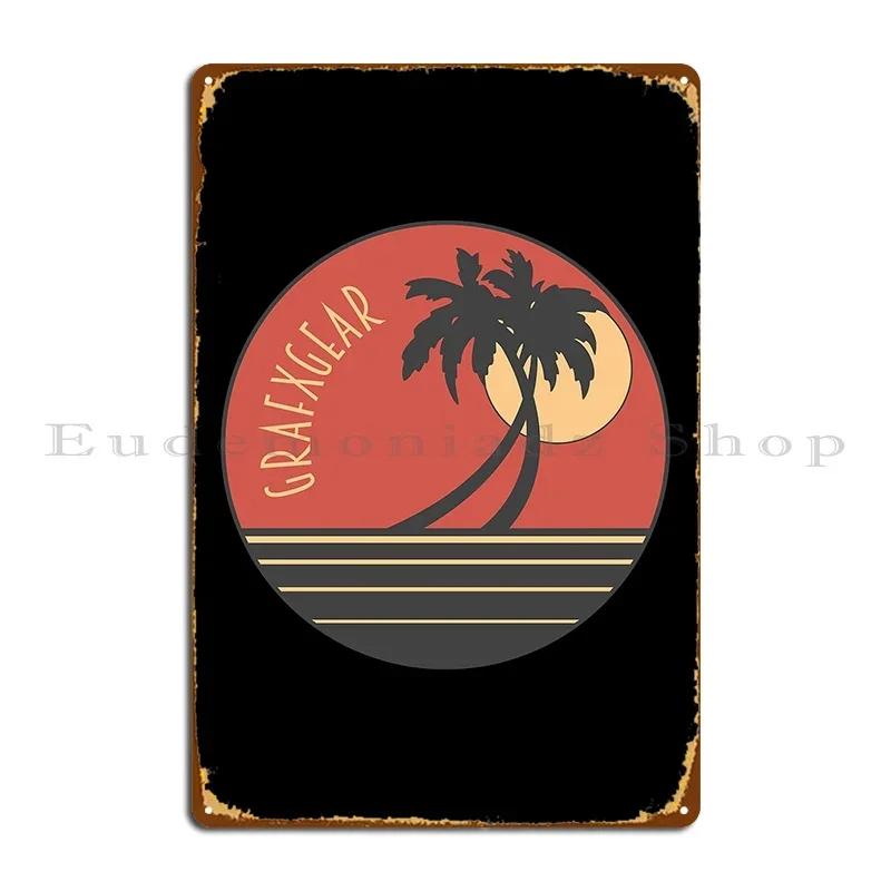 Palm Beach Burnt Orange Metal Sign Decoration Garage Decoration Wall Plaque Personalized Create Tin Sign Poster 20x30cm(7.8x11.8inch)