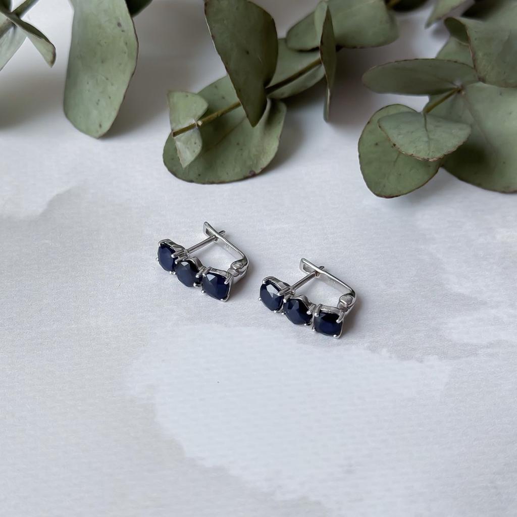 Silver Earrings with Natural Sapphire 4.405ct (2057574)
