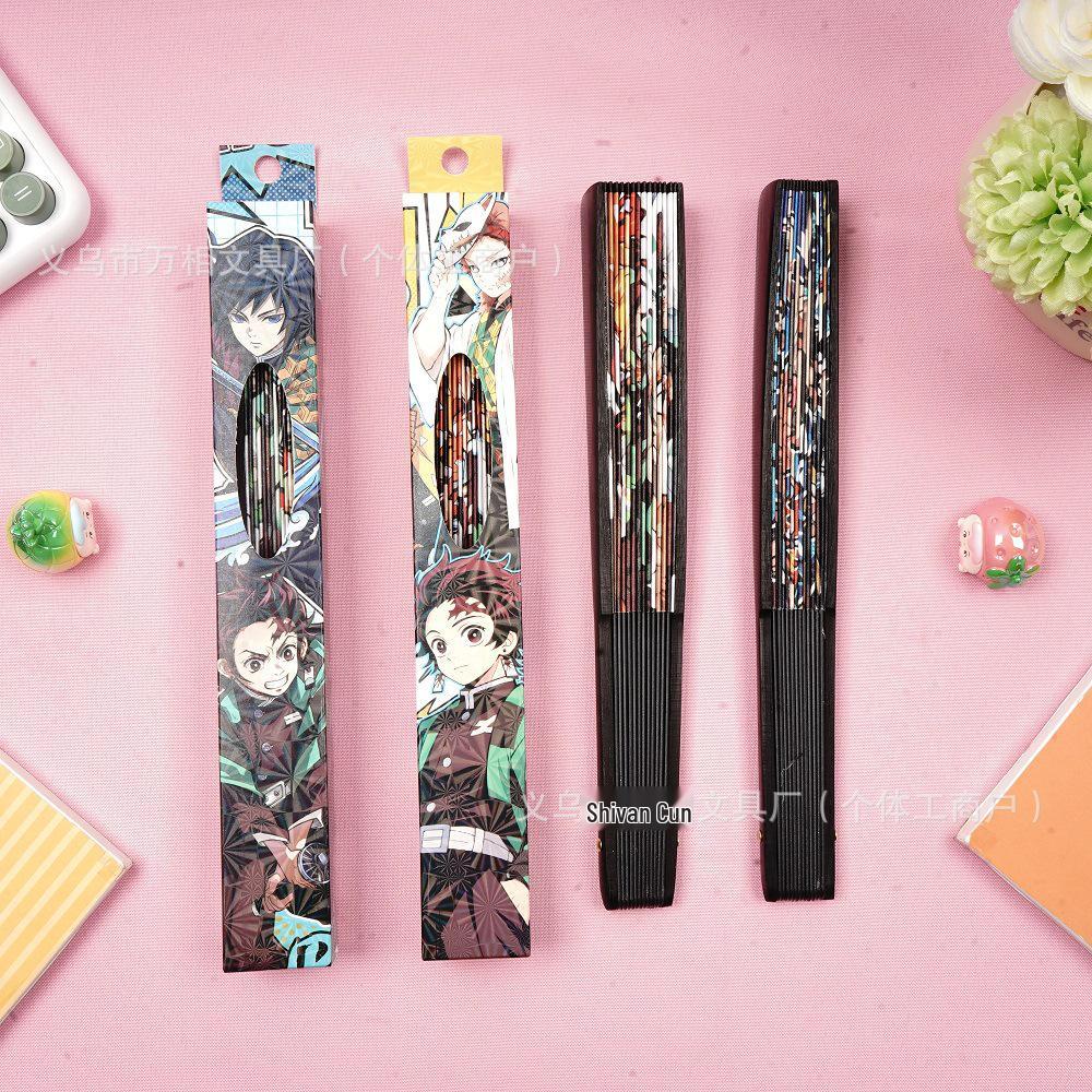 New 8-inch Folding Demon Slayer Fan: Cartoon Tanjiro & Nezuko Portable Summer Cool Fan