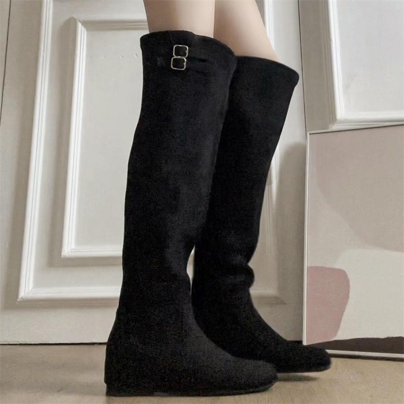 Vintage Internal Elevation Women Western Thigh High Boots Shoes Autumn Winter Designer Ladies Stretch Slim Long Booties